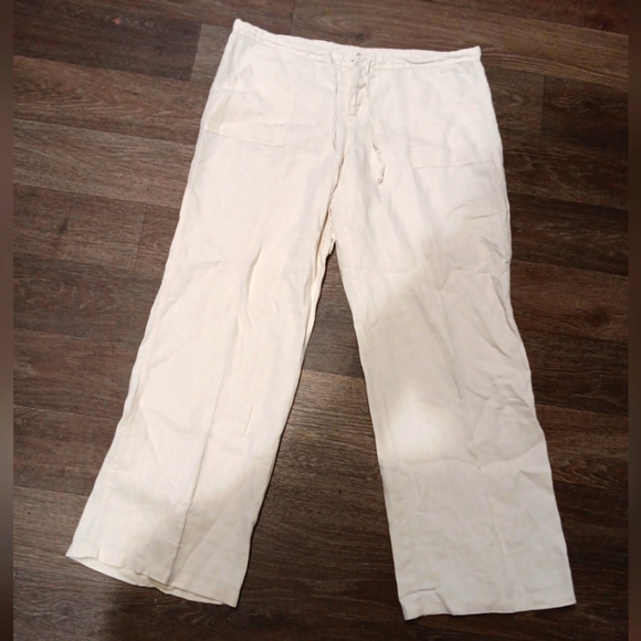 GAP Women  Light Tan Cargo Pants 100% Linen - Picture 1 of 7
